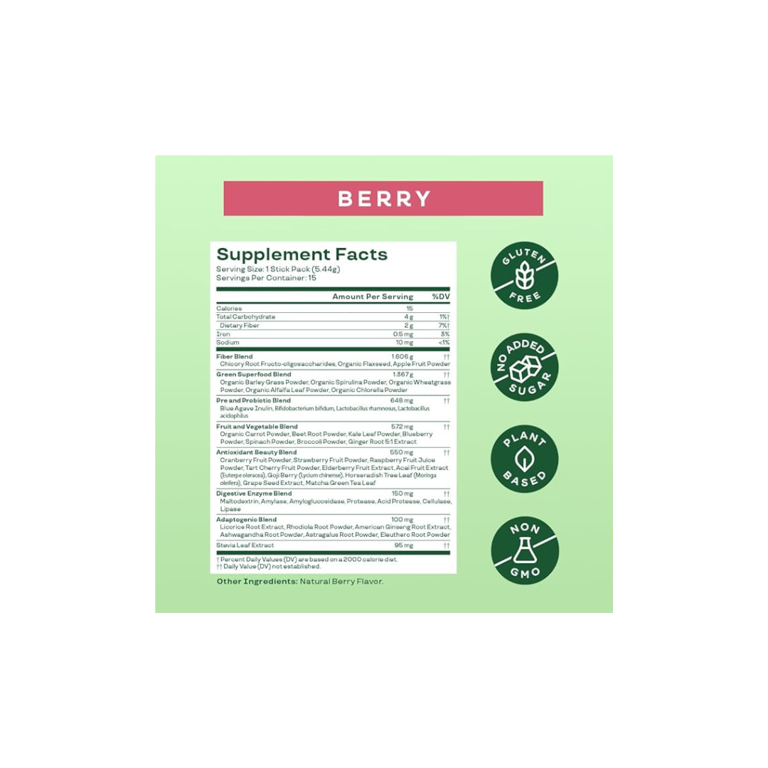 BLOOM NUTRITION | Greens and Superfoods en Polvo, Alimentos Verdes, Enzimas Digestivas, Probióticos, Espirulina y Clorela para la Hinchazón y Salud Intestinal