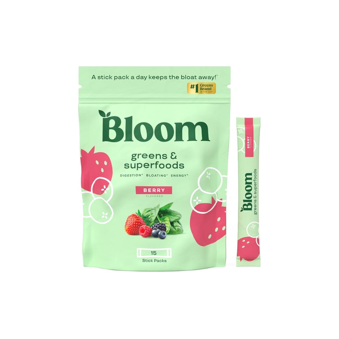 BLOOM NUTRITION | Greens and Superfoods en Polvo, Alimentos Verdes, Enzimas Digestivas, Probióticos, Espirulina y Clorela para la Hinchazón y Salud Intestinal