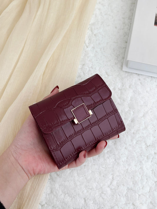 Cartera Pequeña con Grabado Cocodrilo, Billetera delgada y Ligera para Mujeres de SHEIN