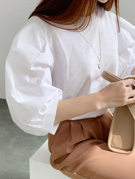 Blusa de Manga abullonada Sólida de DAZY