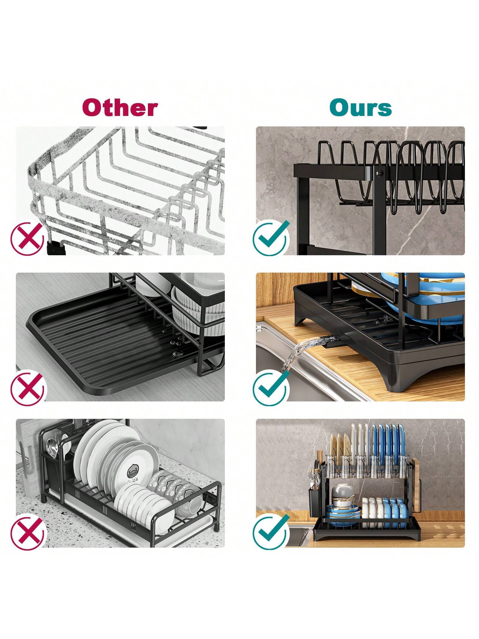 2-Tier Dish Drying Rack with Multifunctional Storage