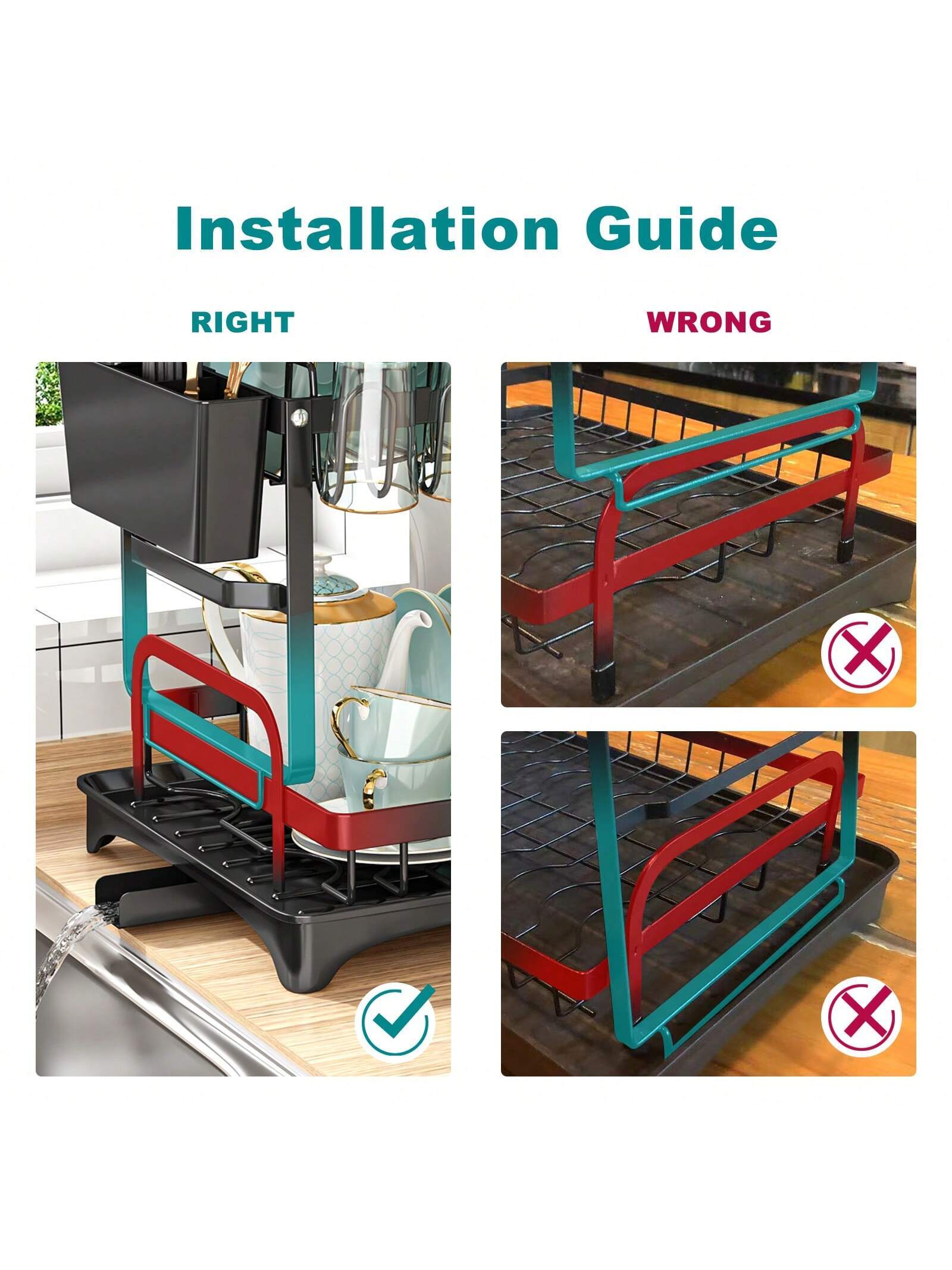 2-Tier Dish Drying Rack with Multifunctional Storage