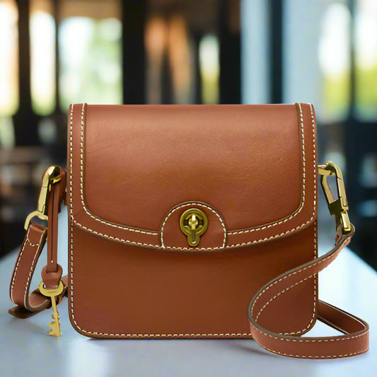 FOSSIL | Cartera de Cuero Cruzada con Solapa